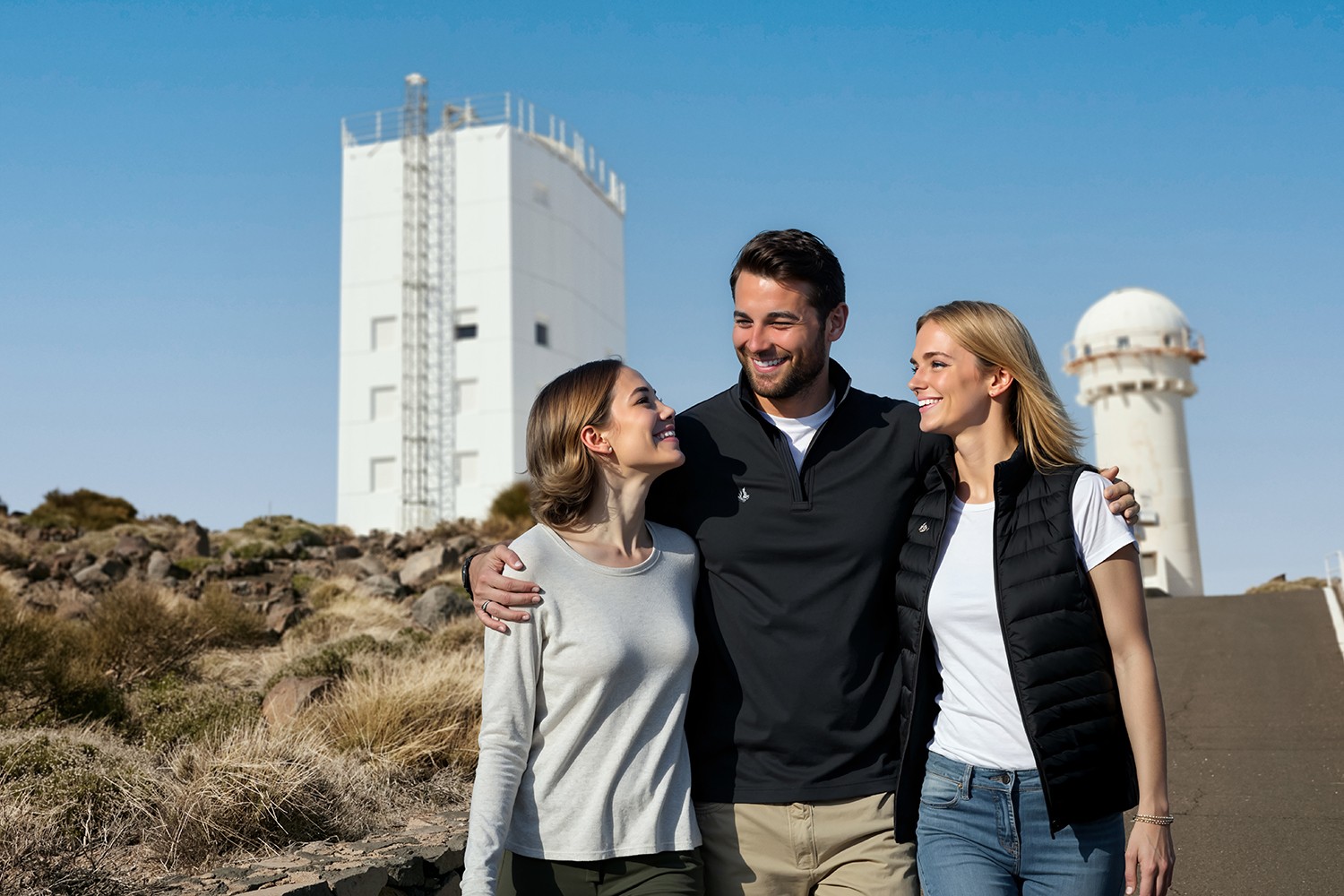 Explicación del guía especializado durante la visita diurna para grupos al Observatorio del Teide