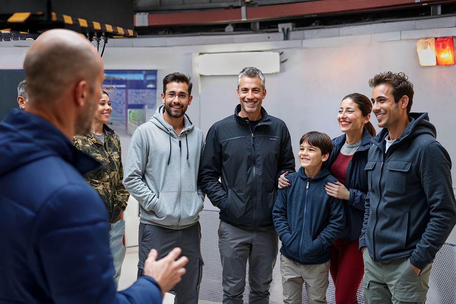 Ausgebildeter Guide erklärt bei einem Gruppenbesuch die professionellen Teleskope des Observatoriums