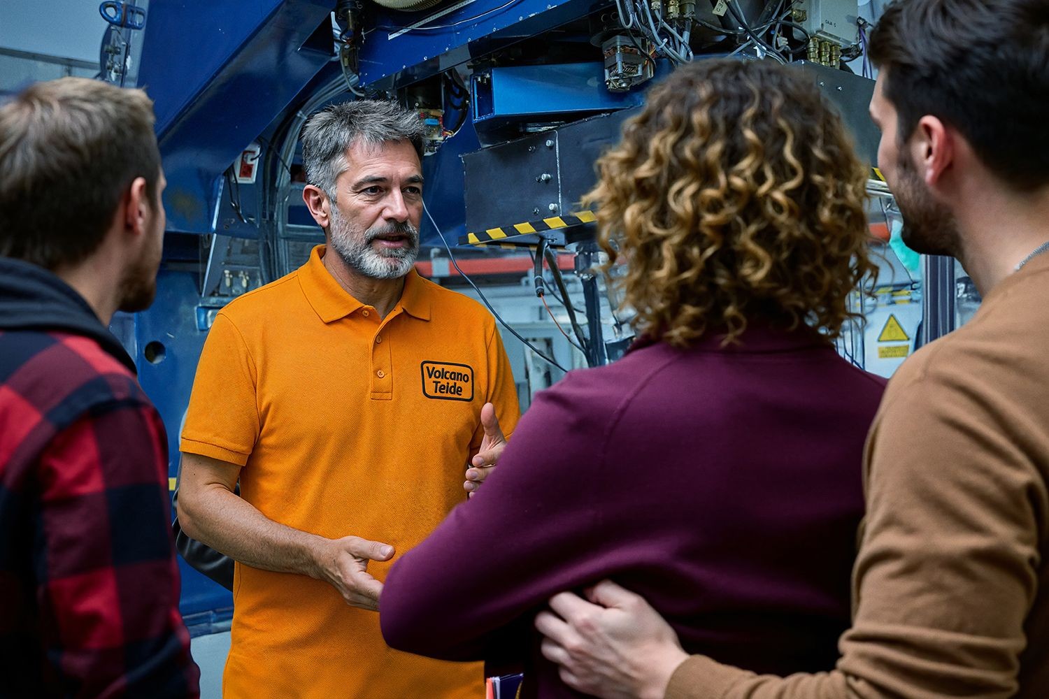 Guide Starlight animant un atelier d'astrophysique lors de la visite groupée à l'observatoire du Teide