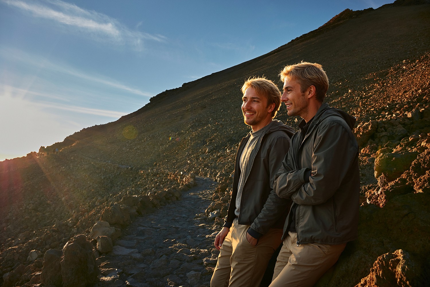 Taking the imposing guided path to the Pico Viejo Viewpoint to see the sunset from there in an exclusive group
