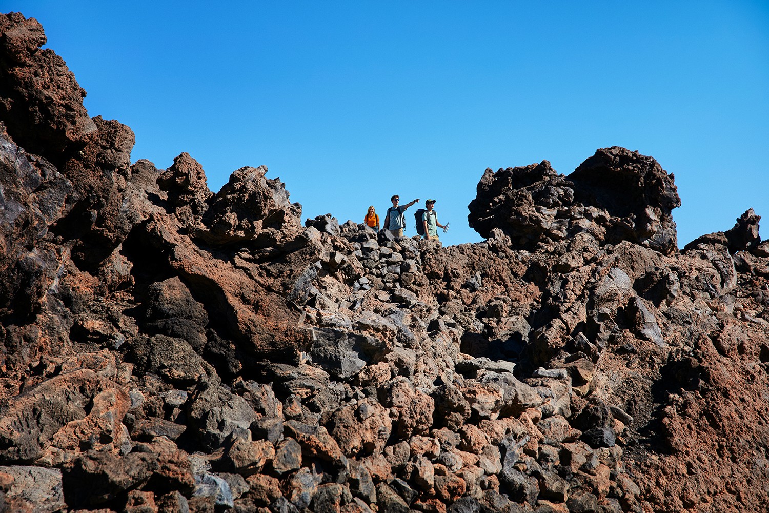 Looking at the views with Teide in the background during the private route from Montaña Blanca to the Peak